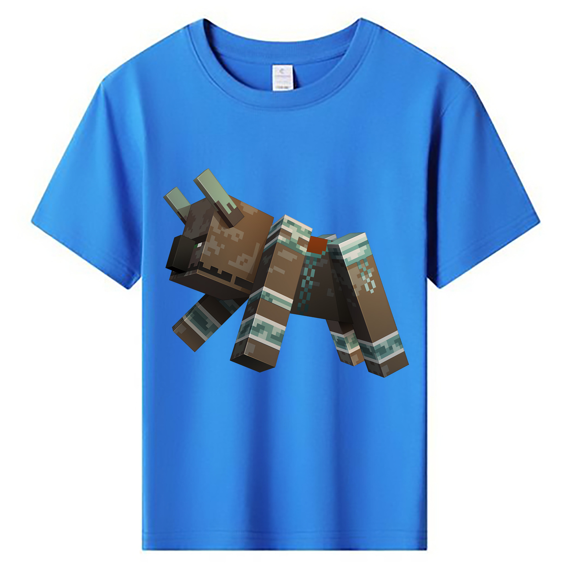 （画像用） マインクラフト ブロックの世界 Minecraft MC Block world 綿100％キッズTシャツ（フロントプリント）